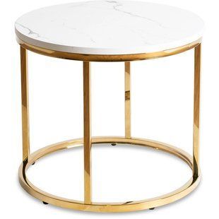 Журнальний столик CLIFF MEBEL ELITE 53x53 Білий мармур жива фотографія