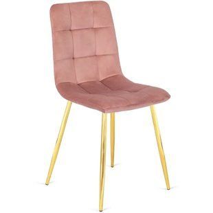 Стілець оксамитовий MEBEL ELITE YORK Velvet, Рожевий / Золотий жива фотографія
