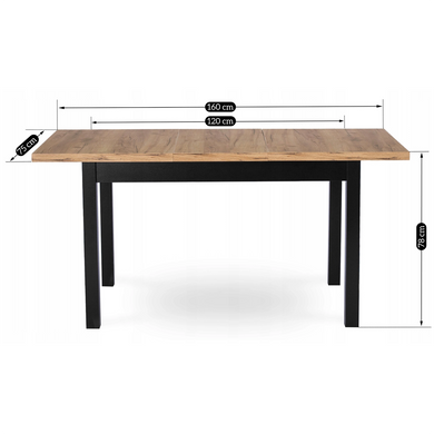 Стіл розкладний MEBEL ELITE SKUBI 120(160)х75 см Дуб крафт жива фотографія