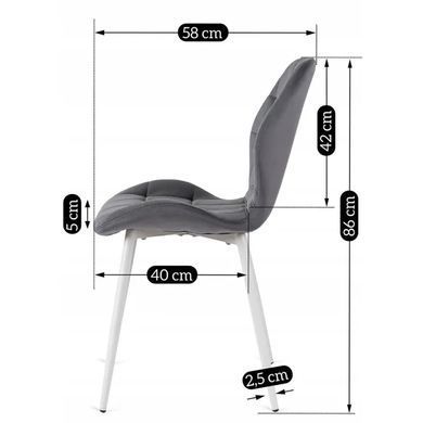 Стул бархатный MEBEL ELITE LUCKY Velvet, Серый/Белый реальная фотография