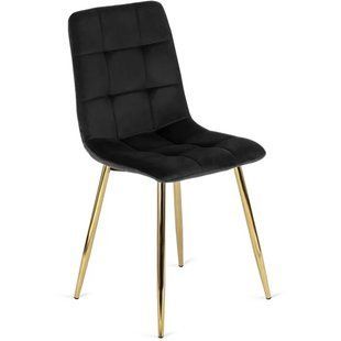 Стілець оксамитовий MEBEL ELITE YORK Velvet, Чорний / Золотий жива фотографія