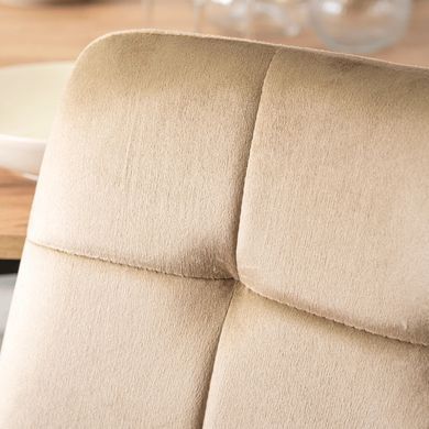 Комплект стіл розкладний MEBEL ELITE HARRY 102(142)х102 см Дуб Артизан/ Чорний +6 стільці PERU Беж жива фотографія