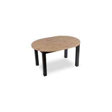 Комплект стіл розкладний MEBEL ELITE HARRY 102(142)х102 см Дуб Артизан/ Чорний +6 стільці PERU Беж жива фотографія