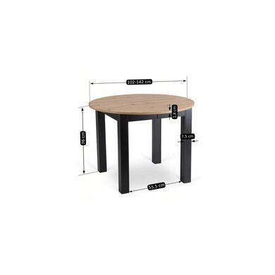 Комплект стіл розкладний MEBEL ELITE HARRY 102(142)х102 см Дуб Артизан/ Чорний +6 стільці PERU Беж жива фотографія