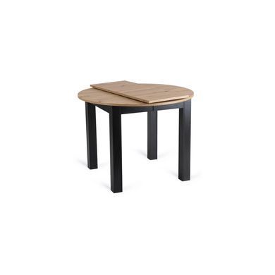 Комплект стіл розкладний MEBEL ELITE HARRY 102(142)х102 см Дуб Артизан/ Чорний +6 стільці PERU Беж жива фотографія
