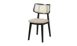 Стілець Пепе Cane Prestol масив дерева сидіння тканина беж чорний жива фотографія