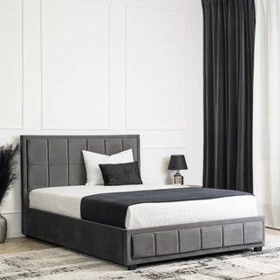 Ліжко двоспальне оксамитове MEBEL ELITE CARLOS Velvet 140x200 см Сірий жива фотографія