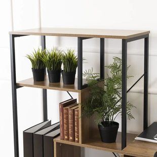 Стелаж MEBEL ELITE TIM горіх / чорний жива фотографія