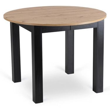 Комплект стіл MEBEL ELITE HARRY 102(142)х102 см дуб Artisan/чорний, та 4 стільців PERU, чорного кольору жива фотографія