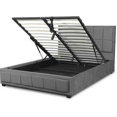 Кровать двуспальная бархатная MEBEL ELITE CARLOS Velvet 140x200 см Серый реальная фотография