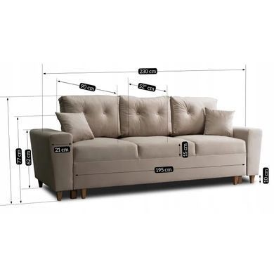 Диван 3-х местный бархатный MEBEL ELITE EMIL Velvet 230 см Бежевый