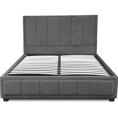 Кровать двуспальная бархатная MEBEL ELITE CARLOS Velvet 140x200 см Серый реальная фотография