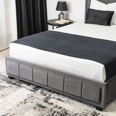 Кровать двуспальная бархатная MEBEL ELITE CARLOS Velvet 140x200 см Серый реальная фотография
