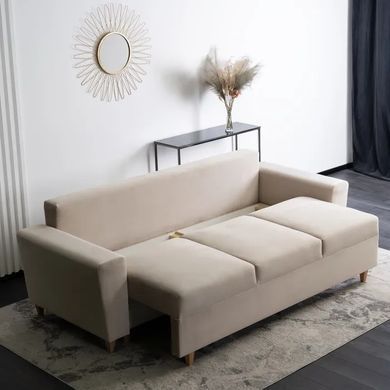 Диван 3-х местный бархатный MEBEL ELITE EMIL Velvet 230 см Бежевый