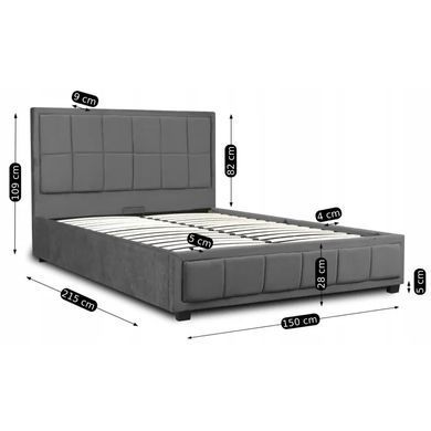 Кровать двуспальная бархатная MEBEL ELITE CARLOS Velvet 140x200 см Серый реальная фотография