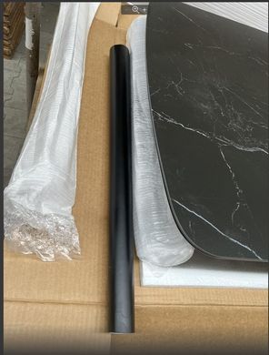 Стол раскладной BERLIN CERAMIC Intarsio 140(180)x80 Черный Мат Керамика Черный реальная фотография