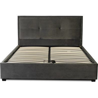 Ліжко двоспальне оксамитове MEBEL ELITE ANDRE Velvet 140x200 Сірий жива фотографія