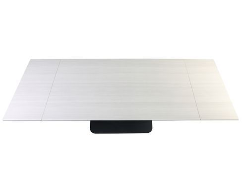 Стіл розкладний OVIDIO CERAMIC Intarsio 160(240)*90 білий дуб/чорний каркас жива фотографія