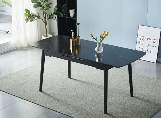 Стол раскладной BERLIN CERAMIC Intarsio 140(180)x80 Черный Мат Керамика Черный реальная фотография