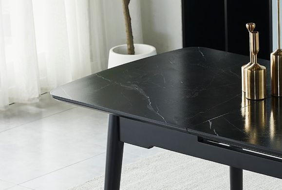 Стол раскладной BERLIN CERAMIC Intarsio 140(180)x80 Черный Мат Керамика Черный реальная фотография