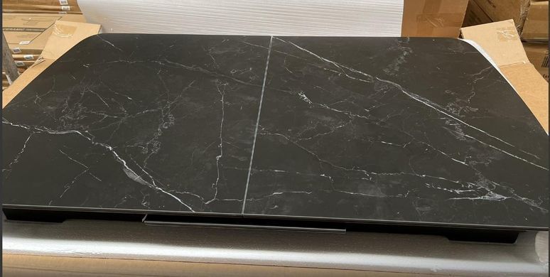 Стол раскладной BERLIN CERAMIC Intarsio 140(180)x80 Черный Мат Керамика Черный реальная фотография