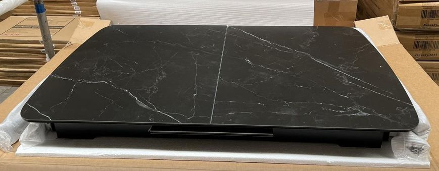 Стол раскладной BERLIN CERAMIC Intarsio 140(180)x80 Черный Мат Керамика Черный реальная фотография