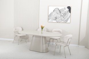 Стол обеденный TM-210 VETRO 160x90 Теплый песок реальная фотография
