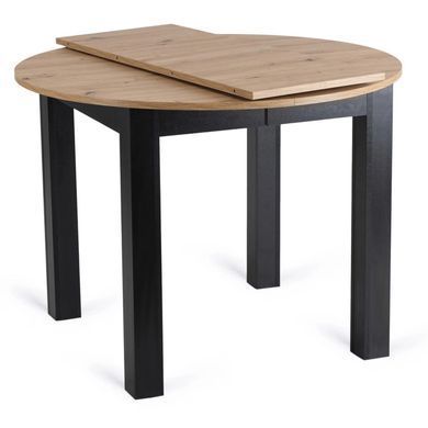 Комплект стол MEBEL ELITE HARRY 102(142)х102 см, дубовый/черный, и 6 стульев PERU реальная фотография