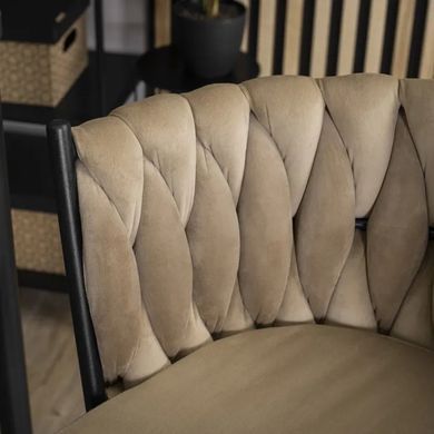 Барний стілець оксамитовий MEBEL ELITE FLORES Velvet бежевий / чорний жива фотографія