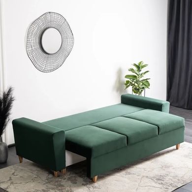 Диван 3-х местный бархатный MEBEL ELITE EMIL Velvet 230 см Зеленый