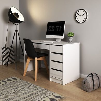 Стол туалетный письменный Perfect Home Ада/Ada 5S/120 с 5 ящиками Белый глянец реальная фотография