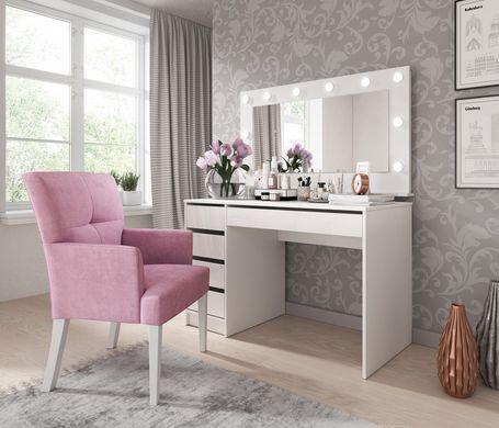 Стол туалетный письменный Perfect Home Ада/Ada 5S/120 с 5 ящиками Белый глянец реальная фотография