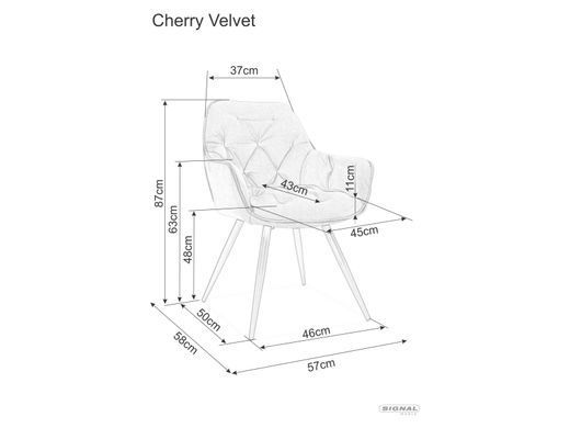 Кресло CHERRY Velvet Signal Коричневый реальная фотография