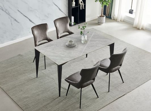 Стол NORMAN CERAMIC Muie White Intarsio 140x90 Белый Глянец Керамика Черный реальная фотография