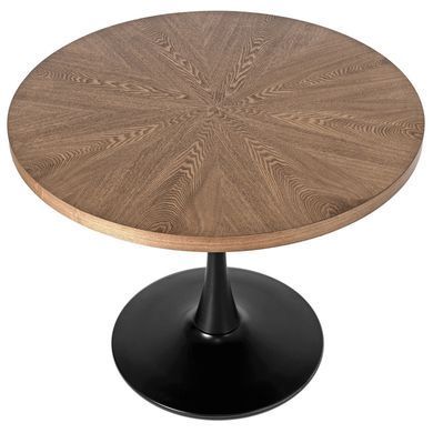 Комплект стол MEBEL ELITE LINO 100х100 см Орех/Черный +4 стулья GARY 2 Серый/орех реальная фотография