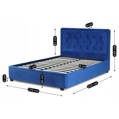 Кровать двуспальная бархатная MEBEL ELITE CROS Velvet 160x200 см Синий реальная фотография