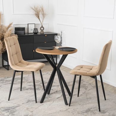 Стол MEBEL ELITE LAUREN 60X60 Дуб золотой/Черный реальная фотография
