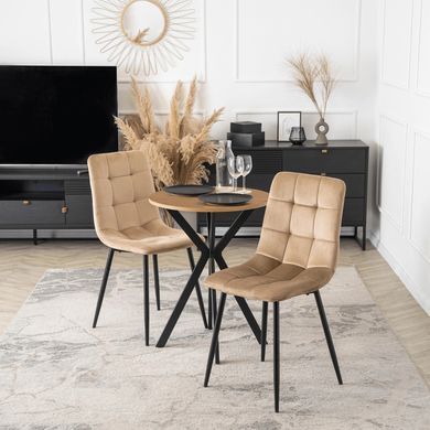 Стол MEBEL ELITE LAUREN 60X60 Дуб золотой/Черный реальная фотография