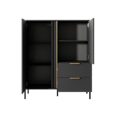 Комод высокий Perfect Home Ларс/Lars 2-дверный с 2 ​​ящиками 2D2S/104 Антрацит реальная фотография