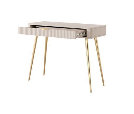 Стол туалетный Perfect Home Ланте/Lante 1S/100 с 1 ящиком и золотыми ножками Беж реальная фотография