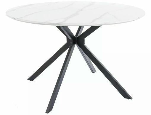 Стол обеденный ASTER Signal 120x120 Белый эффект мрамора / Черный Мат реальная фотография
