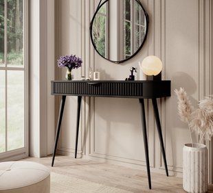 Стол туалетный Perfect Home Ланте/Lante 1S/100 с 1 ящиком и черными ножками Черный реальная фотография