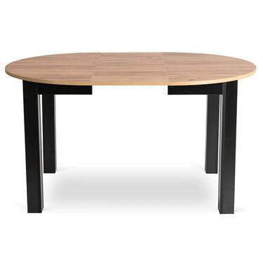 Комплект стол MEBEL ELITE HARRY 102(142)х102 см, дубовый/черный, и 6 стульев PERU беж реальная фотография