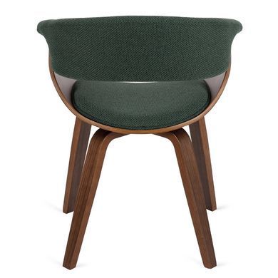 Комплект стіл MEBEL ELITE LINO 100х100 см Горіх / Чорний +4 стільці GARY 2 Зелений/ горіх жива фотографія