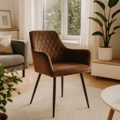 Стул бархатный MEBEL ELITE BRESSO Velvet Коричневый реальная фотография