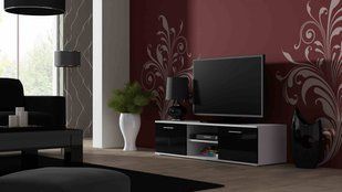 ТВ Тумба SOHO RTV Cama 140 Білий Мат / Чорний Глянець жива фотографія