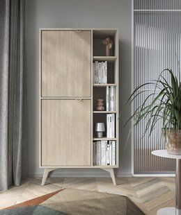 Стеллаж Perfect Home Форест / Forest RG80 2-дверный Беж песочный/пихта сканди реальная фотография