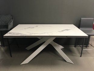 Стіл Обідній GRACIO CARRARA WHITE КЕРАМІКА 160-240 см Concepto Білий повністю / White жива фотографія