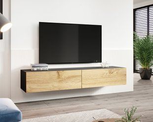 ТВ Тумба VIGO RTV Cama 140 Чорний Мат / Дуб Вотан жива фотографія