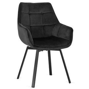 Стул поворотный бархатный MEBEL ELITE LUNA Velvet Черный реальная фотография